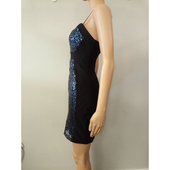 Ruby Rox Black Blue Sequin Mini Dress Junior Size 3 - Picture 4 of 7
